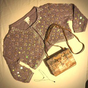 Charlotte Ruse sweater Icon purse drop necklace